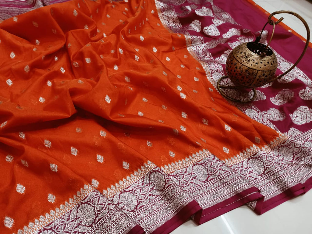 Banarasi Handloom Weaved Khaddi Semi Georgette Saree with Zari Work